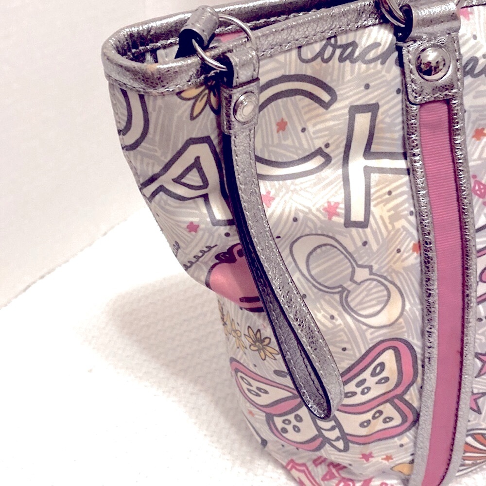 💕Coach Legacy Butterfly Floral Tea Rose Daisy Signature Shoulder Like New!!! - Picture 2 of 12